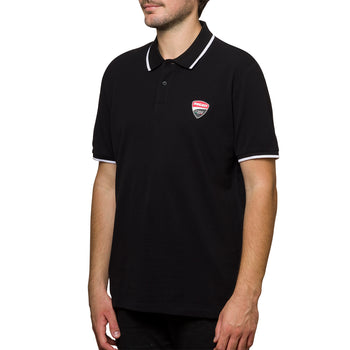 Polo a maniche corte nera da uomo con logo sul petto Ducati Corse, Abbigliamento Sport, SKU a721500010, Immagine 0